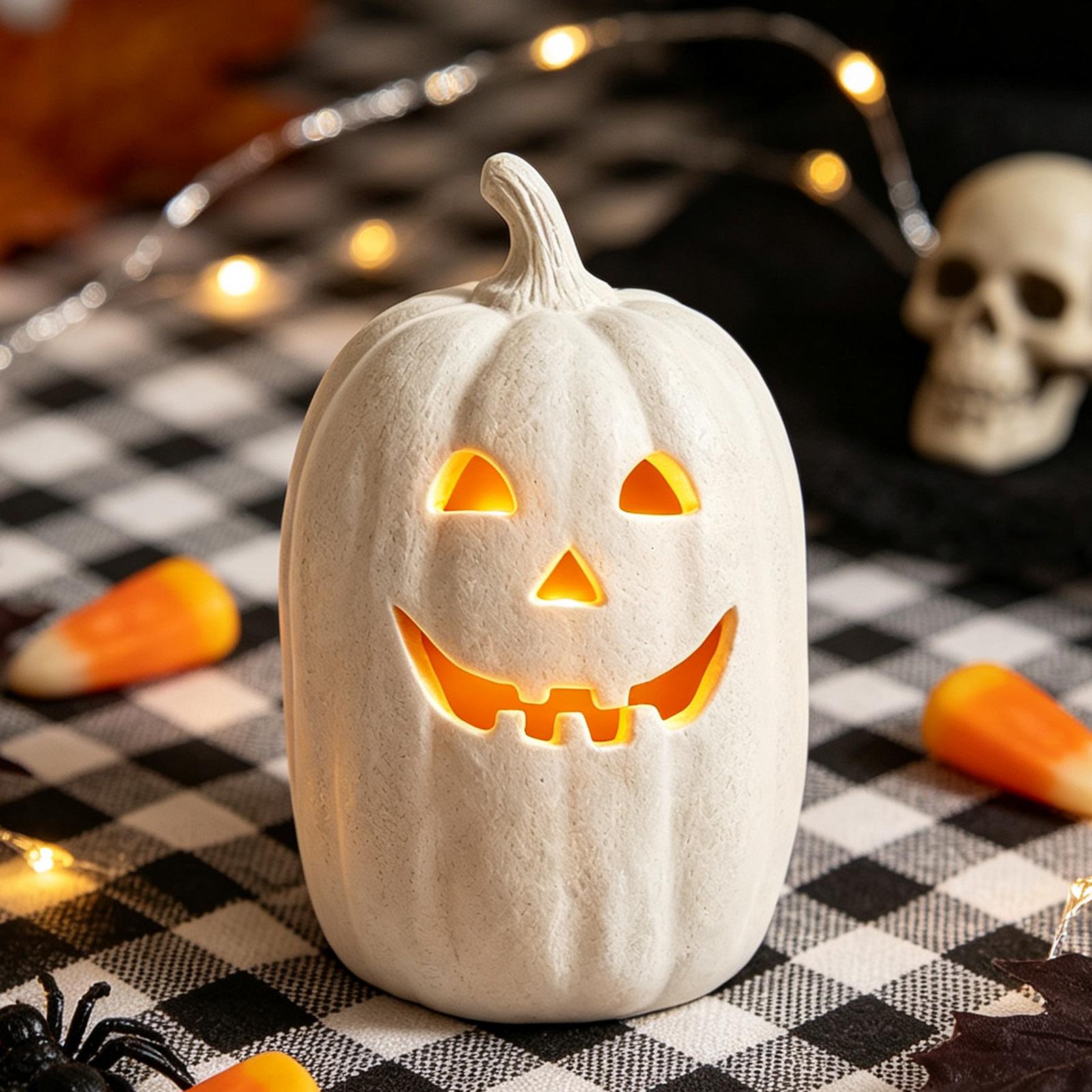Resin Crafts - Halloween-Kürbisse aus Kunstharz, handgefertigte Laternen-Dekoration, Halloween-Heimdekoration