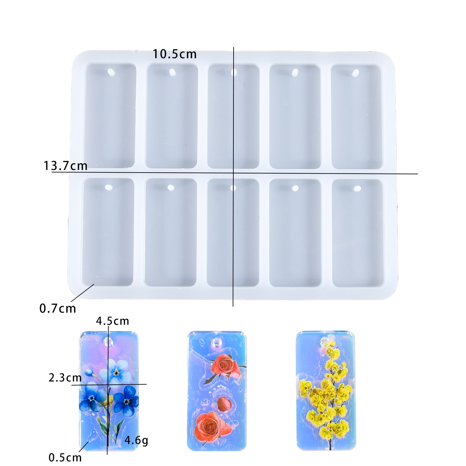 Silicone Mold Tray - DIY Epoxidharz-Gießform, 10-fach verbundene quadratische Vollplatte,
