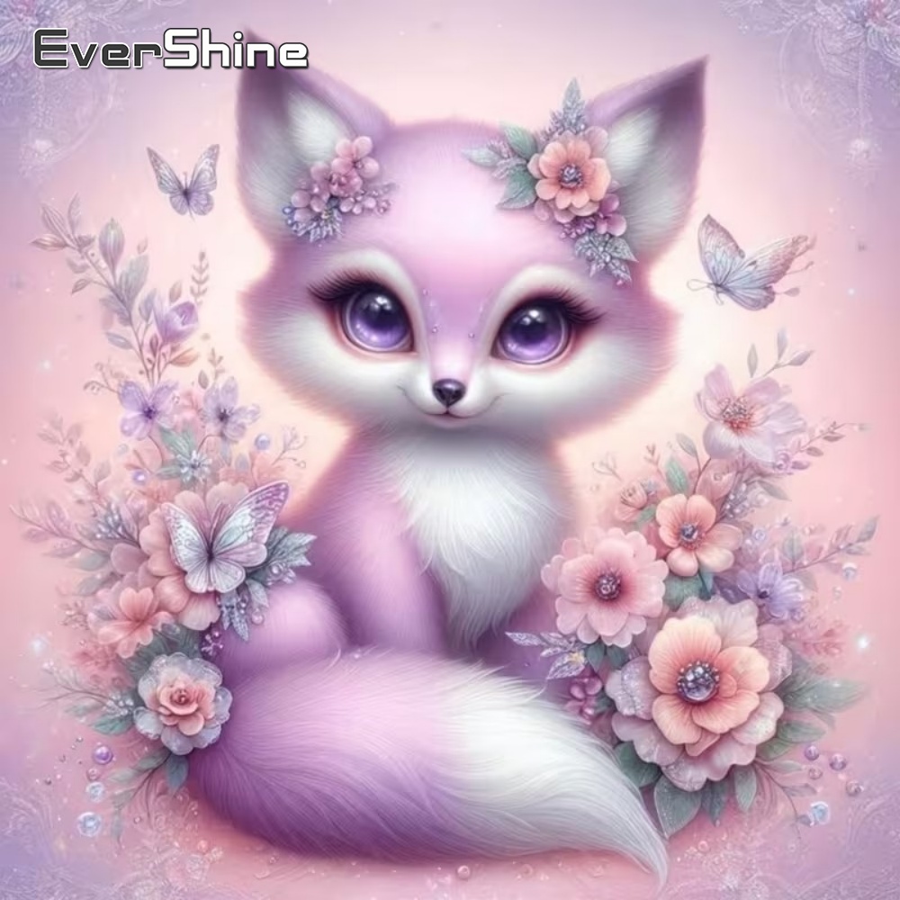 Resin Craft For Beginners - EverShine Diamant-Malerei mit Fuchs-Motiv, DIY Cartoon-Diamant-Mosaik